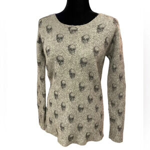 Skull Cashmere Wool Yak Hair CASHMERE WITH SKULL DESIGN Sweater Open Back Small